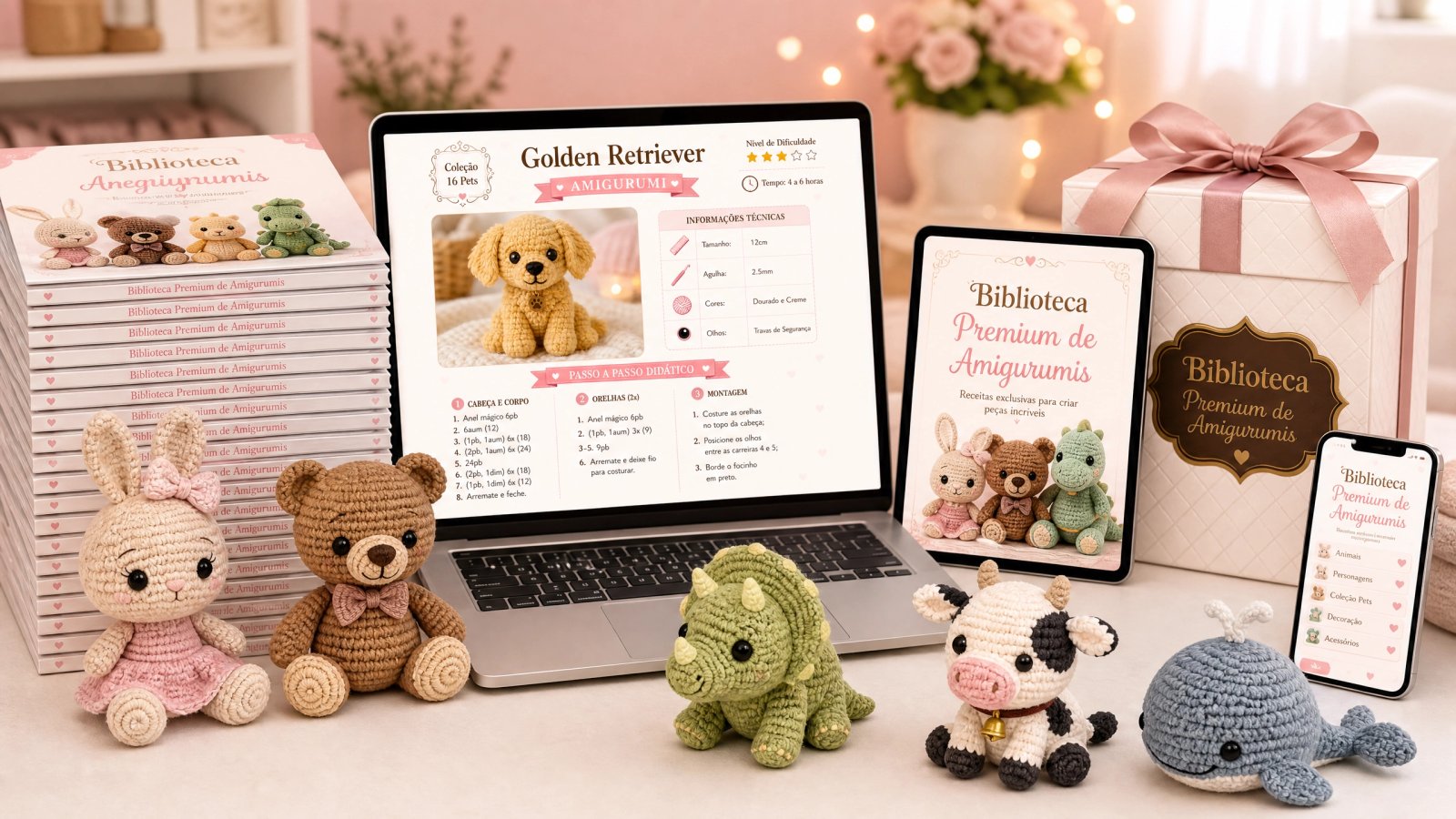 Biblioteca de Amigurumis Premium Mockup